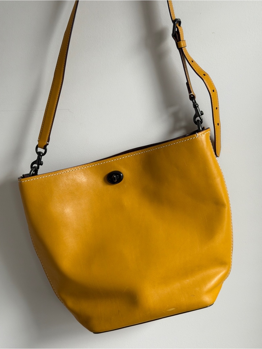 Coach Duffle 1941 Glovetanned Leather Crossbody Mustard Yellow Turnlock Bag